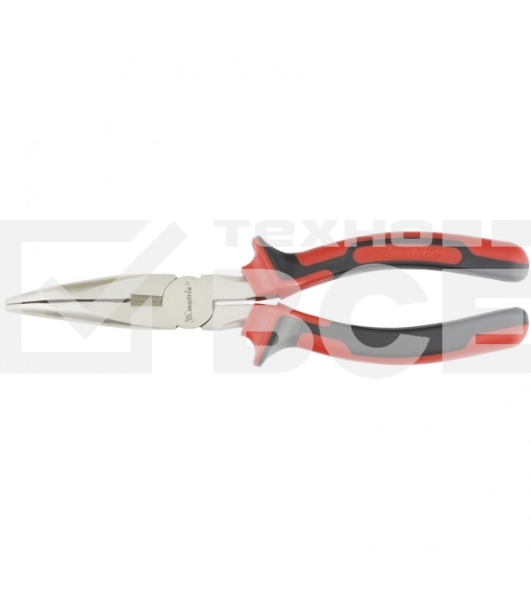 Длинногубцы Matrix 17424 NICKEL 200 мм, изогнутые никелированные, двухкомпонентные рукоятки