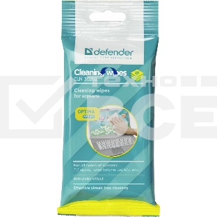 Чистящие салфетки Defender CLN 30202 ECO для экранов всех типов мягкая упаковка / 20 шт / Россия.