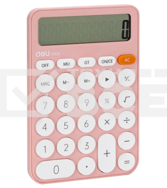 Калькулятор настольный Deli EM124PINK розовый 12-разр.