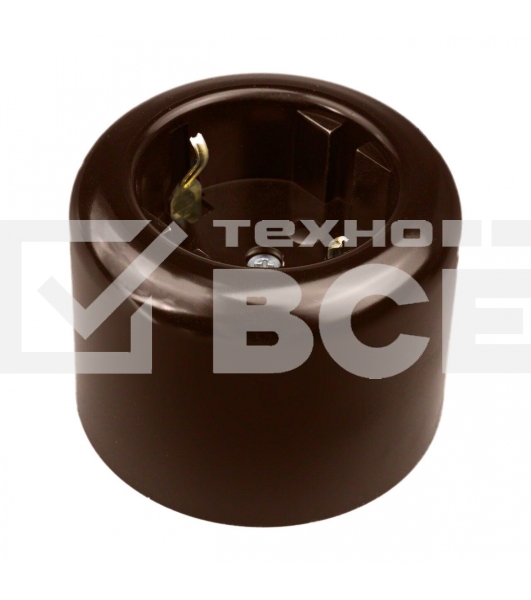 Розетка Bironi R1-101-02 с заземляющим контактом R, Ришелье керамика, коричневый