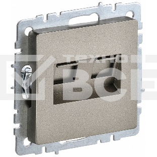 Розетка компьютерная двойная IEK BRITE РК10-2-БрШ (BR-K20-1-K37) СП RJ45 кат.5E шампань