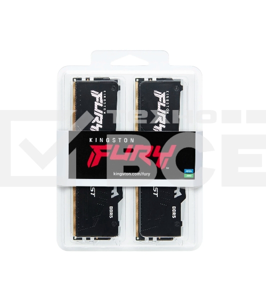 Оперативная память Kingston Fury Beast, DDR5, 16GB (2x8GB), 6000MHz, CL30, с радиаторами, RGB, черный