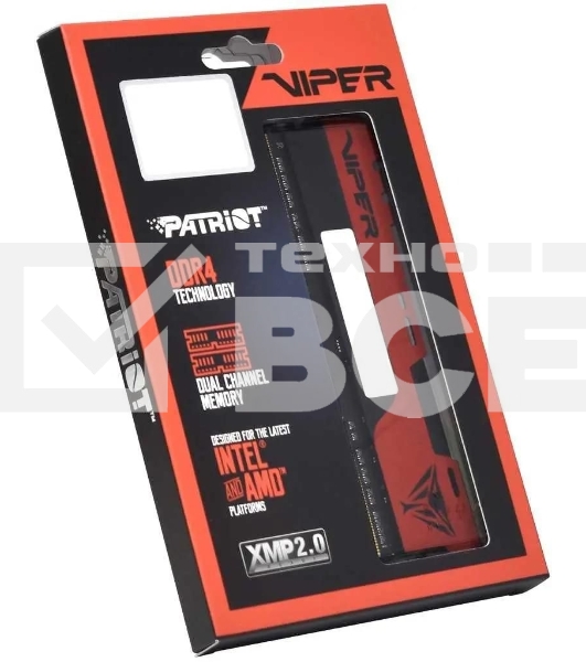 Оперативная память Patriot Viper Elite II, DDR4, 32GB (2x16 GB), 3200 MHz, CL18, DIMM, радиатор, красный, черный