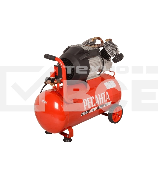 Компрессор поршневой Ресанта КП-50/400М масляный 400л/мин 50л 2500Вт красный/черный