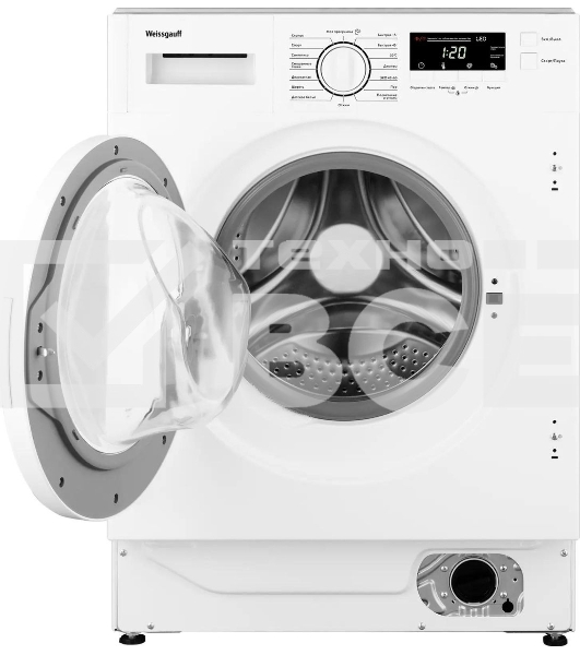 Встраиваемая стиральная машина Weissgauff WMI 6147 Inverter Steam класс:A+++, загрузка до 7кг, отжим:1400об/мин, белый