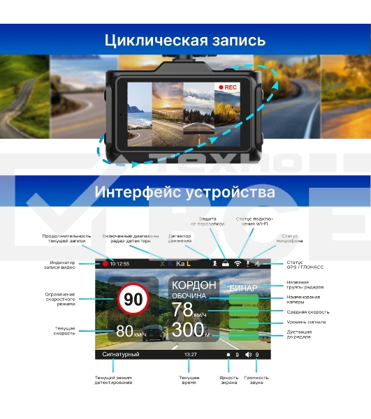 Видеорегистратор с радар-детектором TrendVision Combo F10 GPS ГЛОНАСС