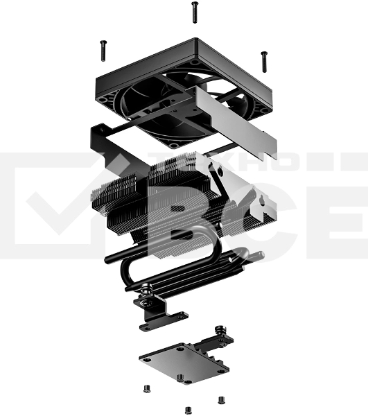 Кулер для процессора ID-COOLING IS-47-XT V2 LGA1851/1700/1200/115X/AM5/AM4 низкопрофильный высота 47мм (24шт/кор, TDP 100W, PWM, 4 тепл.трубки + медная база, FAN 92мм, черный) BOX