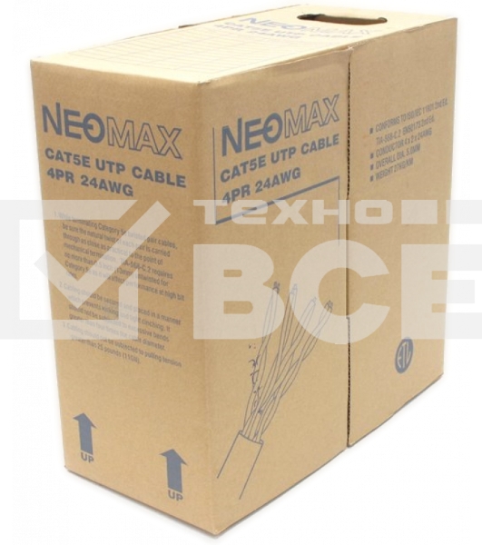 Кабель NEOMAX [NM10001] U/UTP cat.5e 4 пары (305 м) 0.486 мм (24 AWG) Медь, PVC jacket