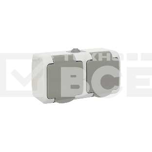 Розетка EKF Мурманск EFR16-129-30-54 2-местная 16А с заземлением с крышкой IP54 серый с защитными шторками