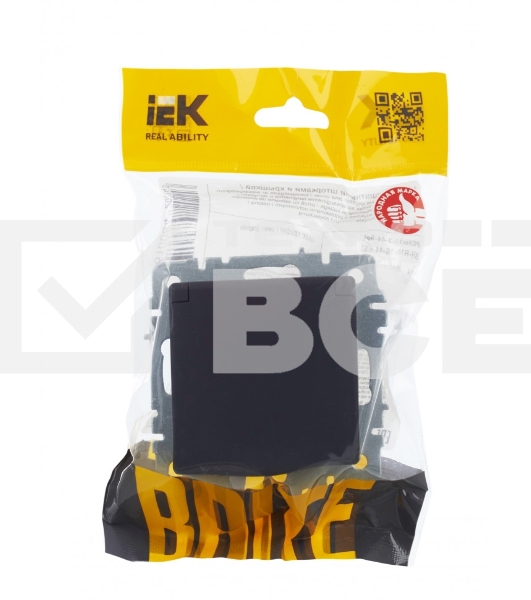 Розетка 1-местная IEK BRITE РСбш10-3-44-БрГ с заземлением, с защитными шторками и крышкой, 16А, IP44, графит