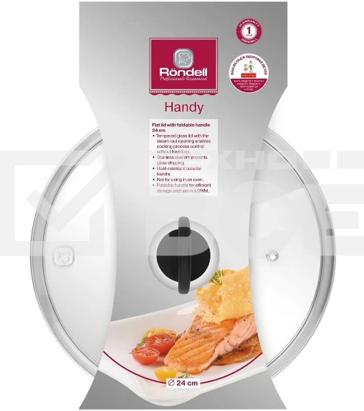 Крышка Rondell Handy RDA-1686 d=24 см крыш.прозрачный руч.черная