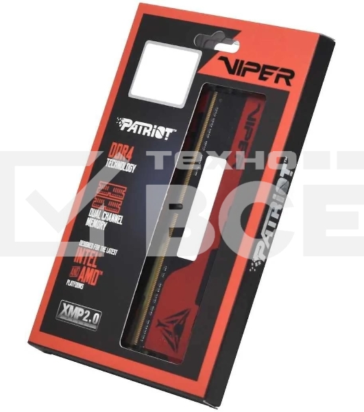 Оперативная память Patriot Viper Elite II, DDR4, 32GB (2x16 GB), 3200 MHz, CL18, DIMM, радиатор, красный, черный