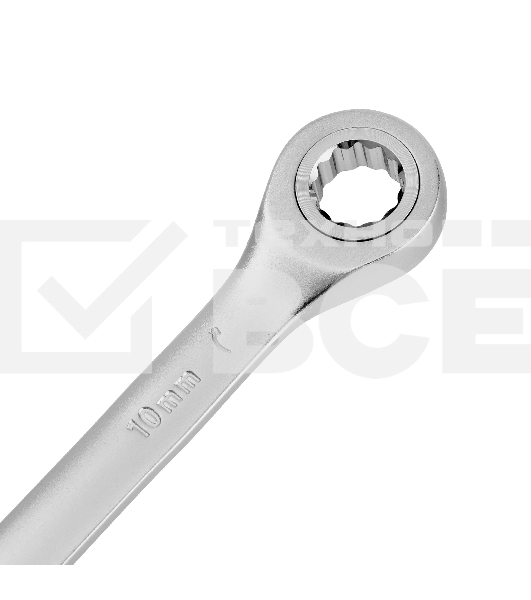 Ключ комбинированный трещоточный Denzel 14704 10 мм, CrV, матовый хром