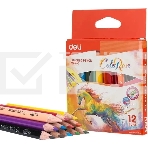 Карандаши цветные Deli EC00400 ColoRun, трехгранный профиль, тополь, 12 цветов, коробка с европодвесом, фото3