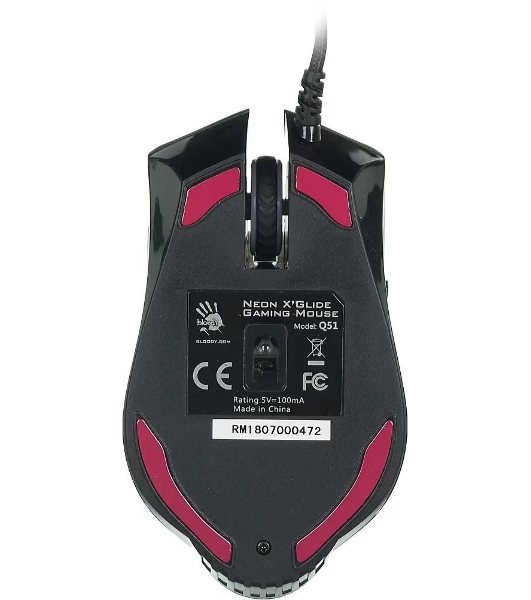 Мышь проводная A4Tech Bloody Q51 черный, 3200 dpi, USB, кнопки - 8