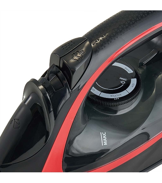 Утюг DELTA LUX DE-3006 черный/красный, 2400 Вт, 30 г/мин, 150 г/мин, 300 мл