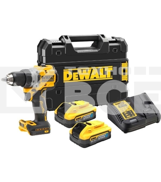 Дрель-шуруповерт DeWalt DCD800H2T-QW, Аккумуляторная, 18В, 2 АКБ, Ударная, Кейс