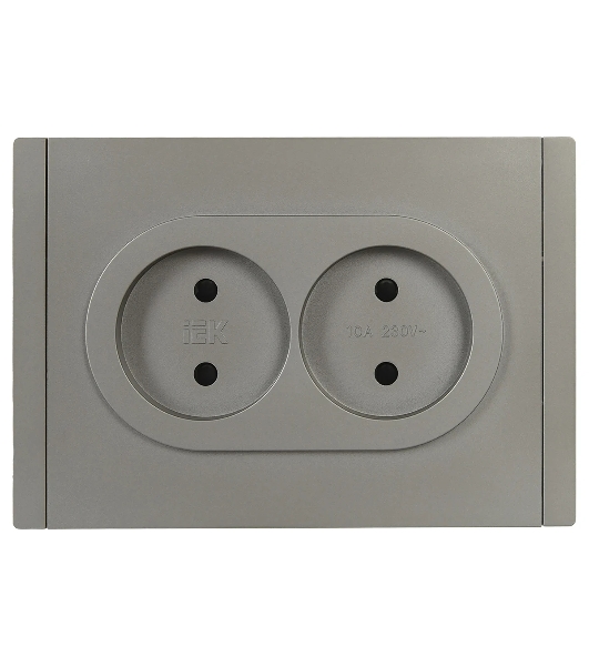 Розетка 2-я IEK FORTE&PIANO FP525 б/з со шт безвинтовое крепление 10А сталь