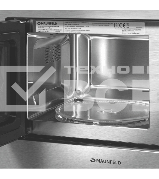 Микроволновая печь встраиваемая Maunfeld MBMO820MS03 нержавеющая сталь, 20 л, 1250 Вт, переключатели - поворотный механизм