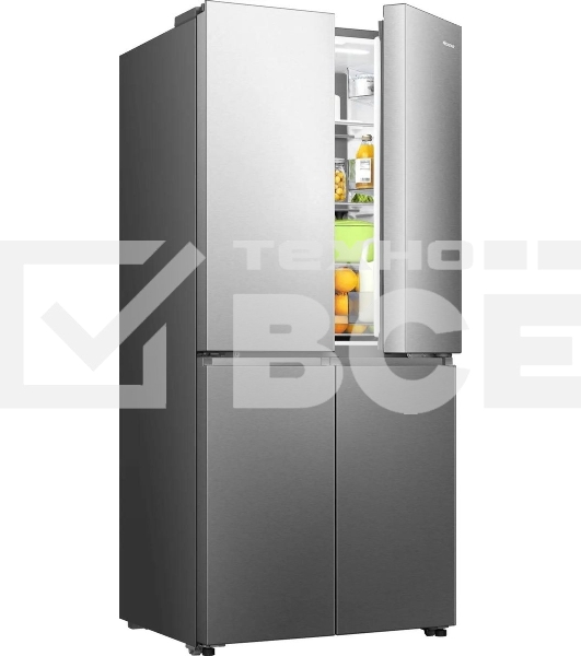Холодильник Hisense RQ5P470SEI1 трехкамерный, серый, 331/199, морозилка снизу, Total No Frost, Side-by-Side