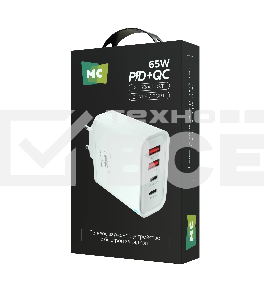 Сетевое зарядное устройство MORE CHOICE NC95 2USB+2Type-C 3.0A PD 65W, белый