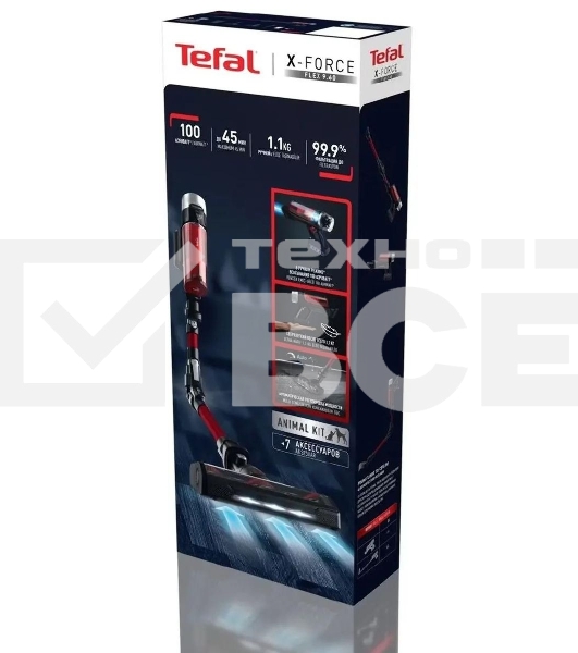 Пылесос вертикальный Tefal X-Force Flex TY2079WO 250Вт черный/красный