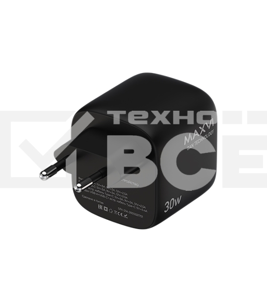 Сетевое зарядное устройство Maxvi SFC-330GN Type-C\USB 30W PD QC3.0 черный