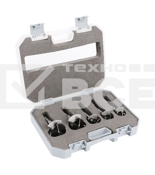 Набор сверл Форстнера 5 шт (15/20/25/30/35мм) Deli DH-MKK005-ED1 ограничитель глубины, пласт. кейс