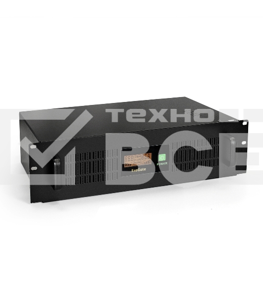 Источник бесперебойного питания ExeGate EP270874RUS Power RM Smart UNL-1500 LCD 1500VA, черный, 3U, 3 евророзетки, USB