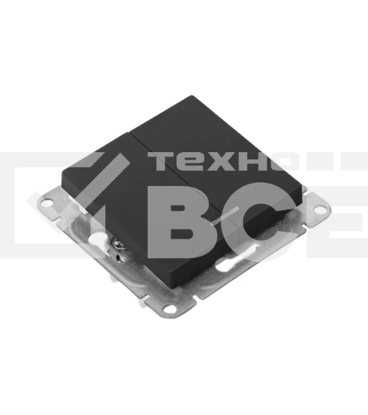 Механизм выключателя EKF UP1-SWB-24 двухклавишный, с подсветкой, черный Эпика