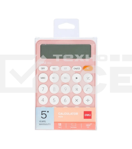 Калькулятор настольный Deli EM124PINK розовый 12-разр.