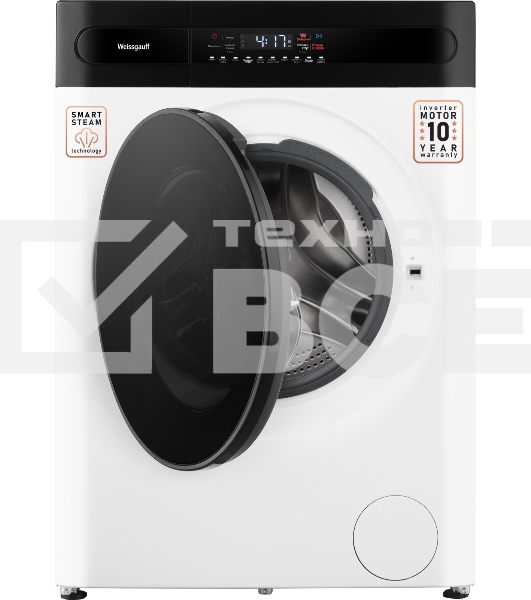 Стиральная машина Weissgauff WM 49411 Inverter Steam белый, загрузка фронтальная 11 кг, 1400 об/мин, класс: A+++