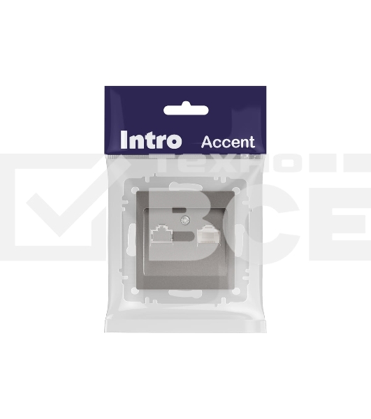 Розетка Intro Accent 6-303-09 информационная RJ45 IP20 СУ титан Б0063642
