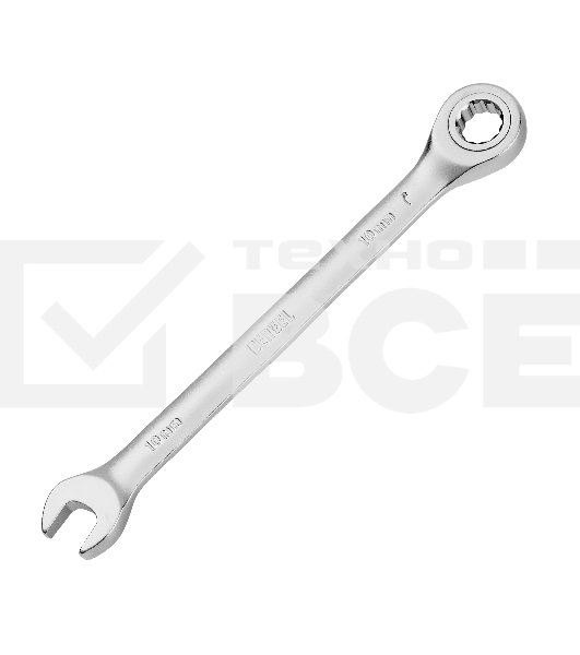 Ключ комбинированный трещоточный Denzel 14704 10 мм, CrV, матовый хром