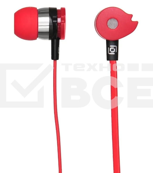 Проводные наушники Oklick HS-S-210 красный, внутриканальные, jack 3.5 мм