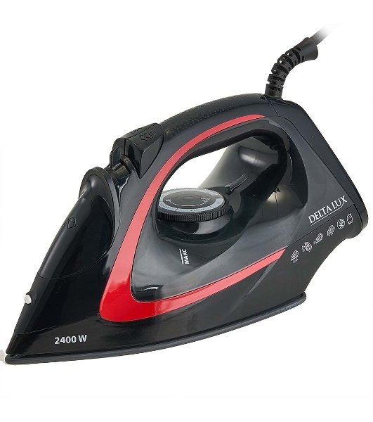 Утюг DELTA LUX DE-3006 черный/красный, 2400 Вт, 30 г/мин, 150 г/мин, 300 мл