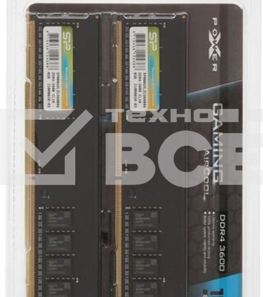 Оперативная память Silicon Power XPower AirCool, DDR4, 16GB (2x8GB), 3600MHz, CL18, DIMM, OEM