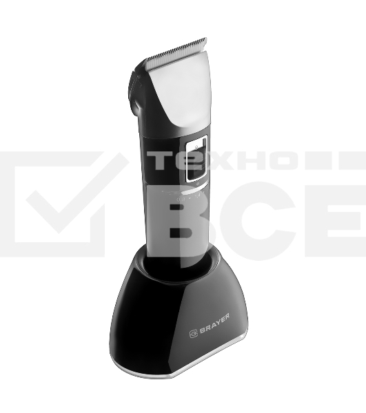 Машинка для стрижки BRAYER BR3402, LED-дисплей, 4 насад, турбо, титан. покр, регу. высоты лезвий