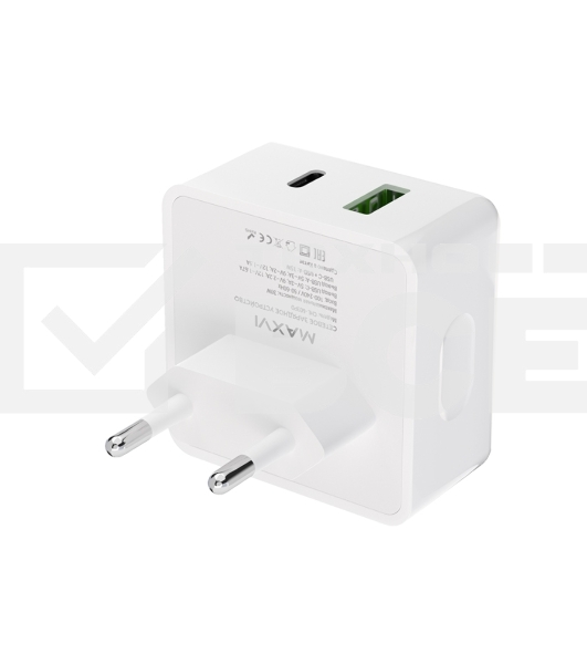 Сетевое зарядное устройство Maxvi CHL-603PD Type-C\USB 30W 6A (3A+3A) PD QC3.0, белый