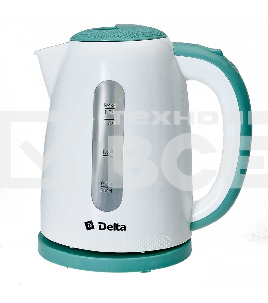 Чайник электрический DELTA DL-1106 белый с мятным 1,7л, 2,2кВт