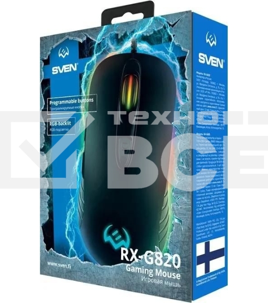 Мышь проводная SVEN RX-G820 черный, 4800 dpi, USB, кнопки - 6