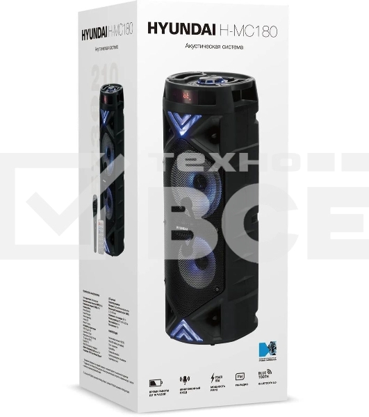 Минисистема Hyundai H-MC180 черный 80Вт/FM/USB/BT/SD/MMC