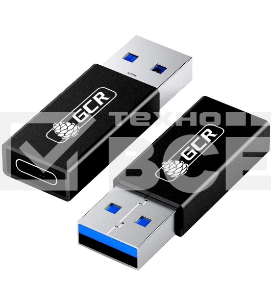 Адаптер-переходник GCR USB 3.0 (USB 3.2 Gen 1) на TypeC, M/F, черный, 5 Гбит/с, GCR-54945