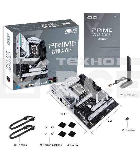 Материнская плата ASUS PRIME Z790-A WIFI, LGA 1700, Intel Z790, 4xDDR5, 4xSATA, 4xM.2 PCIe 4.0 x4, 1xPCIe 5.0 x16, 1xPCIe 4.0 x4, 2xPCIe x1, 1xHDMI, 1xDP, 1xUSB-C 3.2 Gen 2, 1xUSB-C 3.2 Gen 2x2, 2xUSB 3.2 Gen 2, 4xUSB 3.2 Gen 1, 1x 2.5Gb LAN, 3x3.5 мм, 7.
