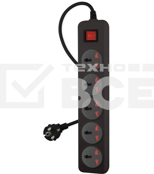 Сетевой фильтр Buro 500UNH-3-BG 3м (5 розеток) черный/серый (коробка)