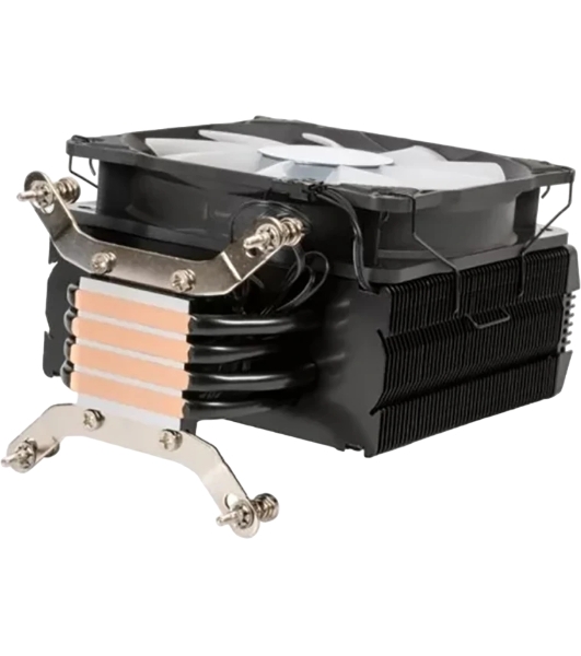 Кулер для процессора Eurocase 4PI120ARGB черный, 120 мм, алюминий/медь, 1800 об/мин, 36 дБ, 4 pin, 180 Вт, 157 мм