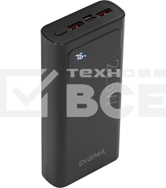 Портативный аккумулятор Digma DGPF20A 20000mAh QC3.0/PD3.0 22.5W 3A 2xUSB-A/USB-C черный