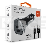 Автомобильное зарядное устройство QUMO 2A, 2 USB, 1A+1A черный, кабель Apple 8 pin в комплекте, фото3