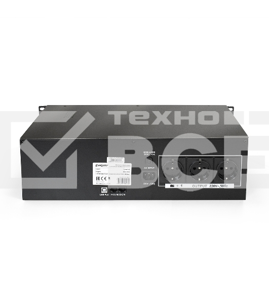 Источник бесперебойного питания ExeGate EP270874RUS Power RM Smart UNL-1500 LCD 1500VA, черный, 3U, 3 евророзетки, USB
