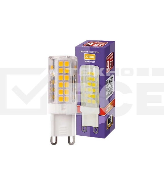 Лампа светодиодная JazzWay PLED 9Вт капсульная 2700К теплый белый G9 590лм 175-240В